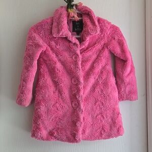 Live a Little Girls' Pink Faux-Fur Pea Coat